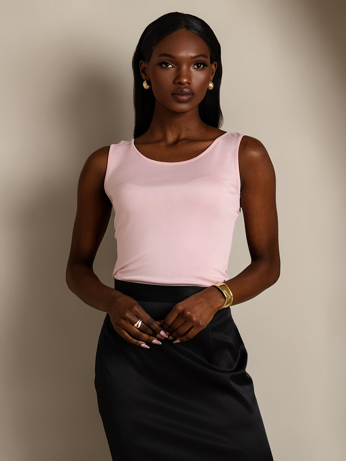 [Rose] SilkSilky-FR Soie Tricotée Col Rond Femme T-Shirt 004