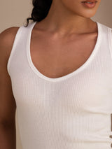 [Blanc] SilkSilky-FR Sleeveless Deep V Neck Top À Fines Brides 005