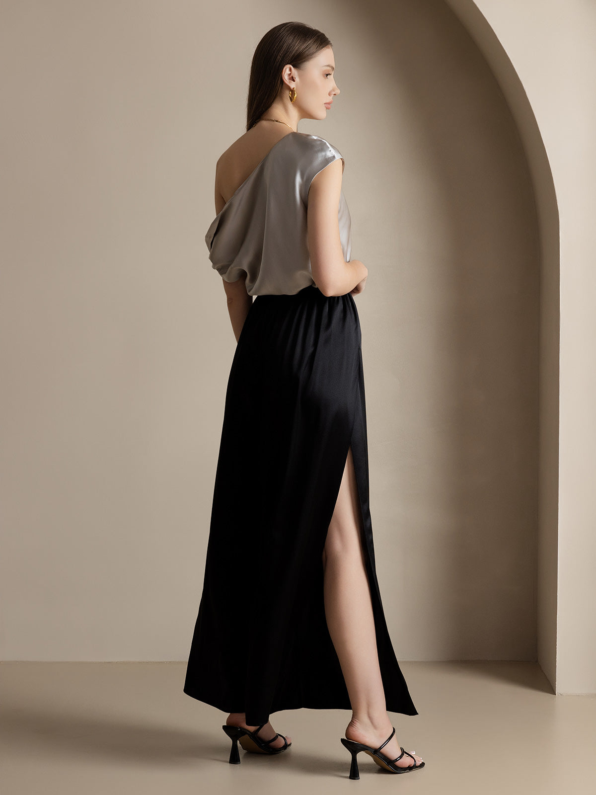 [Noir] SilkSilky-FR 19Momme Soie Womens Pants 002
