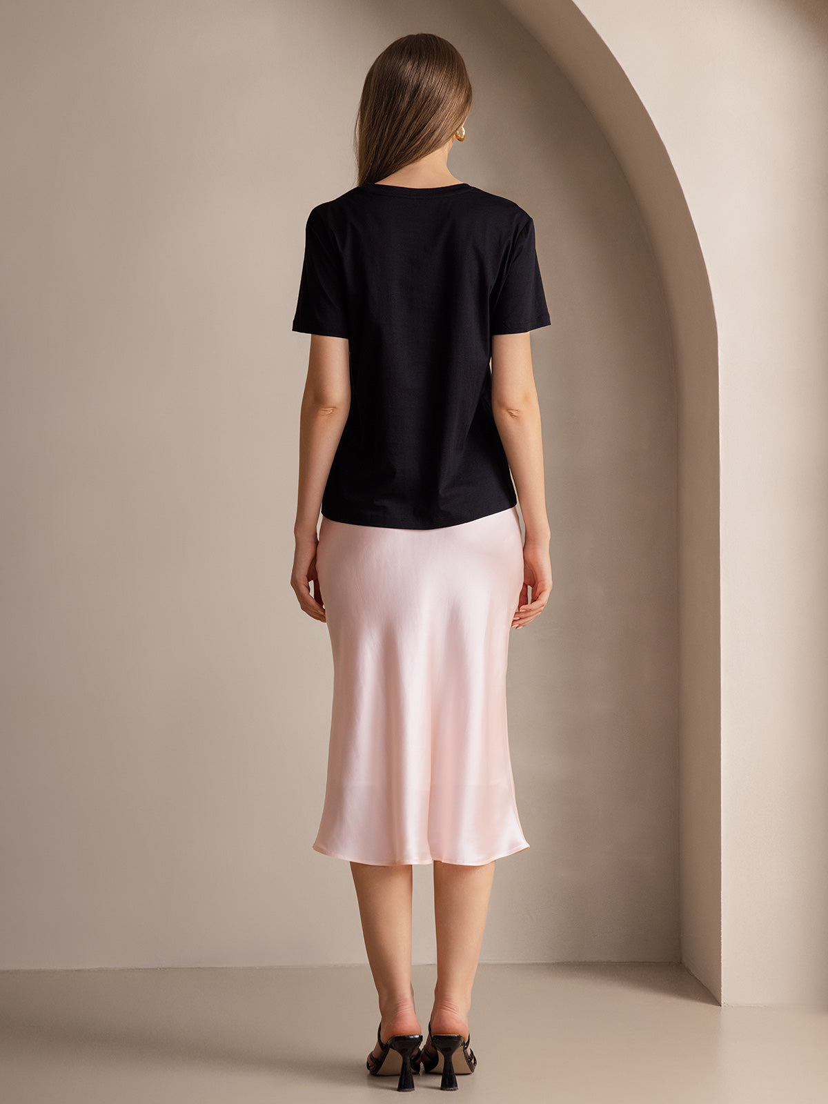 SilkSilky-FR 19Momme Pure Soie Skirt RoseClair 004