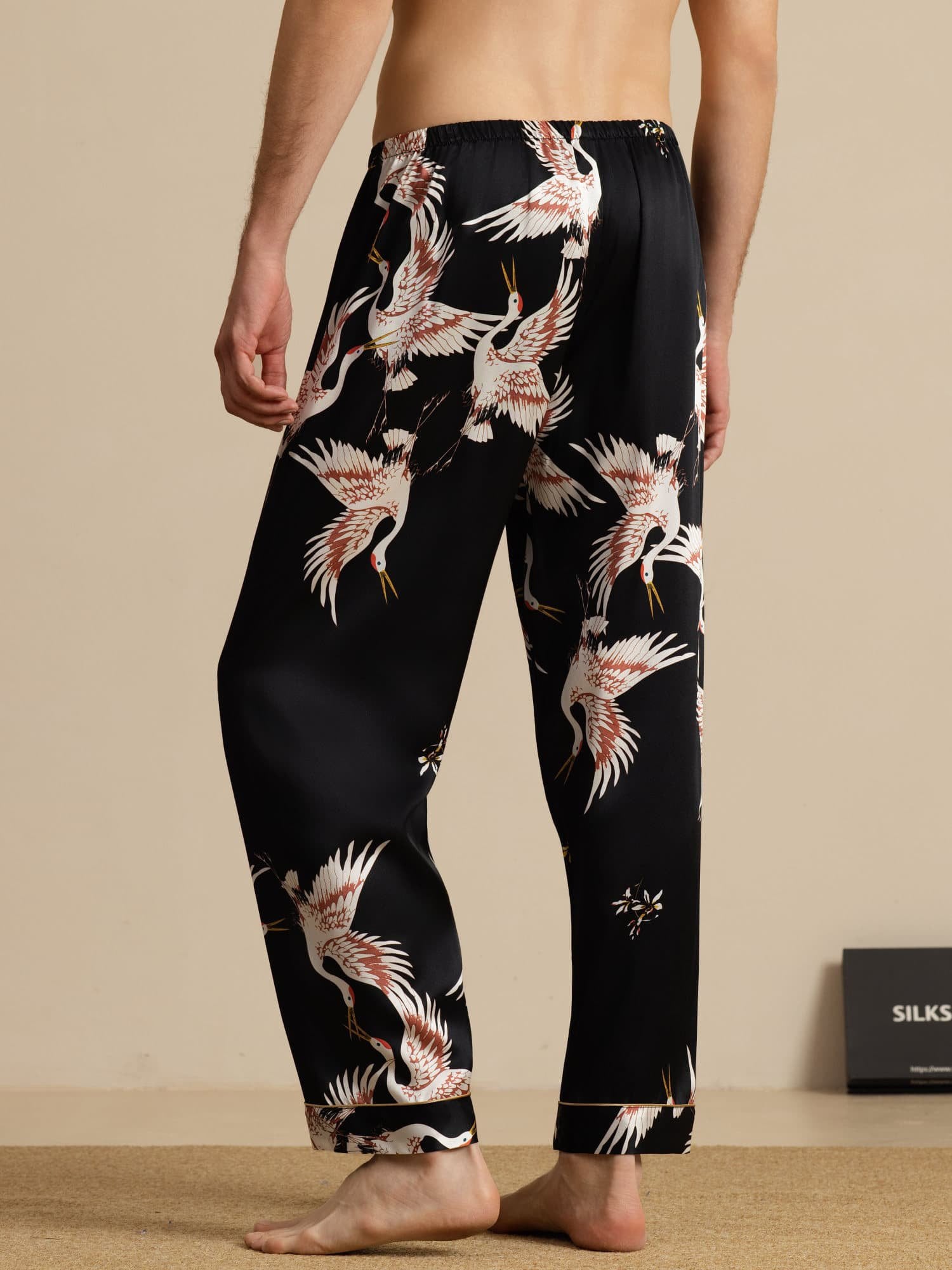 [Noir] SilkSilky-FR 19Momme Mens Sleep Bottoms 002