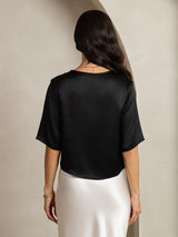 [Noir] SilkSilky-FR Half Sleeve Femme T-Shirt 002