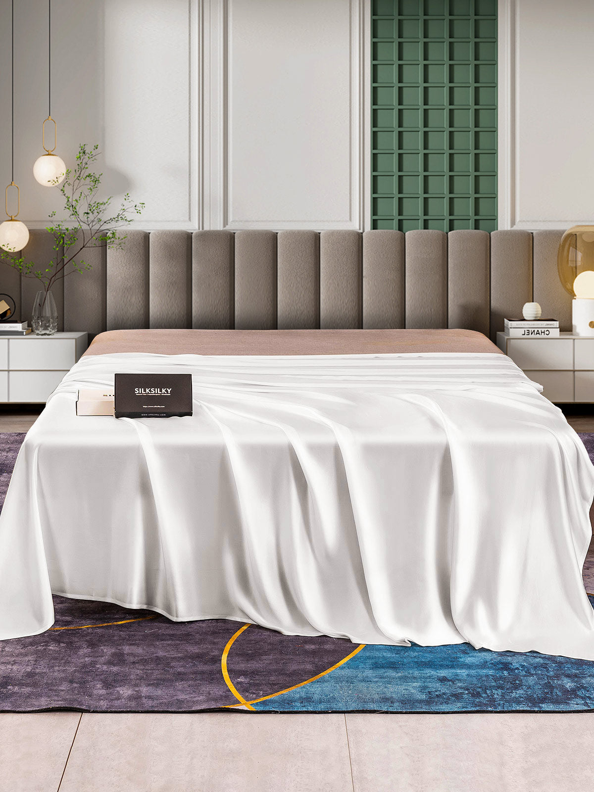 [Blanc] SilkSilky-FR 25Momme Pure Soie Sheet 001