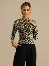 [Leopard] SilkSilky-FR Long Sleeve Femme T-Shirt 005