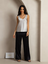 [Argent] SilkSilky-FR Sleeveless V Neck Top À Fines Brides 004