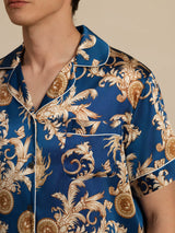 [Dragon Navy] SilkSilky-FR Short Sleeve Lapel Collar Homme Pyjamas 004