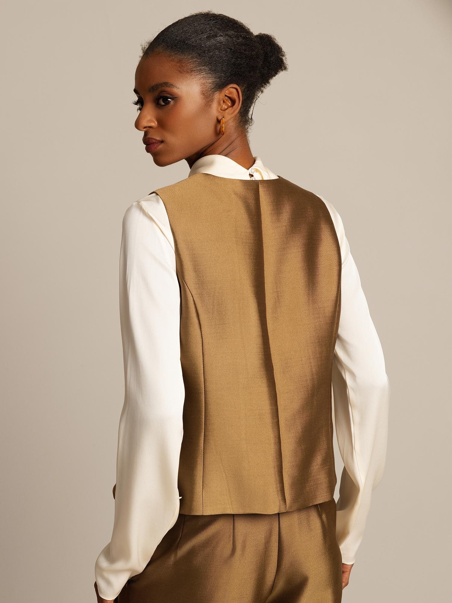 [Bronze] SilkSilky-FR 32Momme Soie Womens Vest 002,