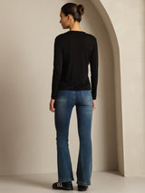 [Noir] SilkSilky-FR Soie Col Rond Femme T-Shirt 005