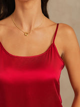 [Rouge Vineux] SilkSilky-FR 19Momme Soie Sans manches Col Rond Ensemble Camisole 004