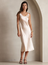 [Champagne] SilkSilky-FR Sans manches Encolure Dégagée Robes 001