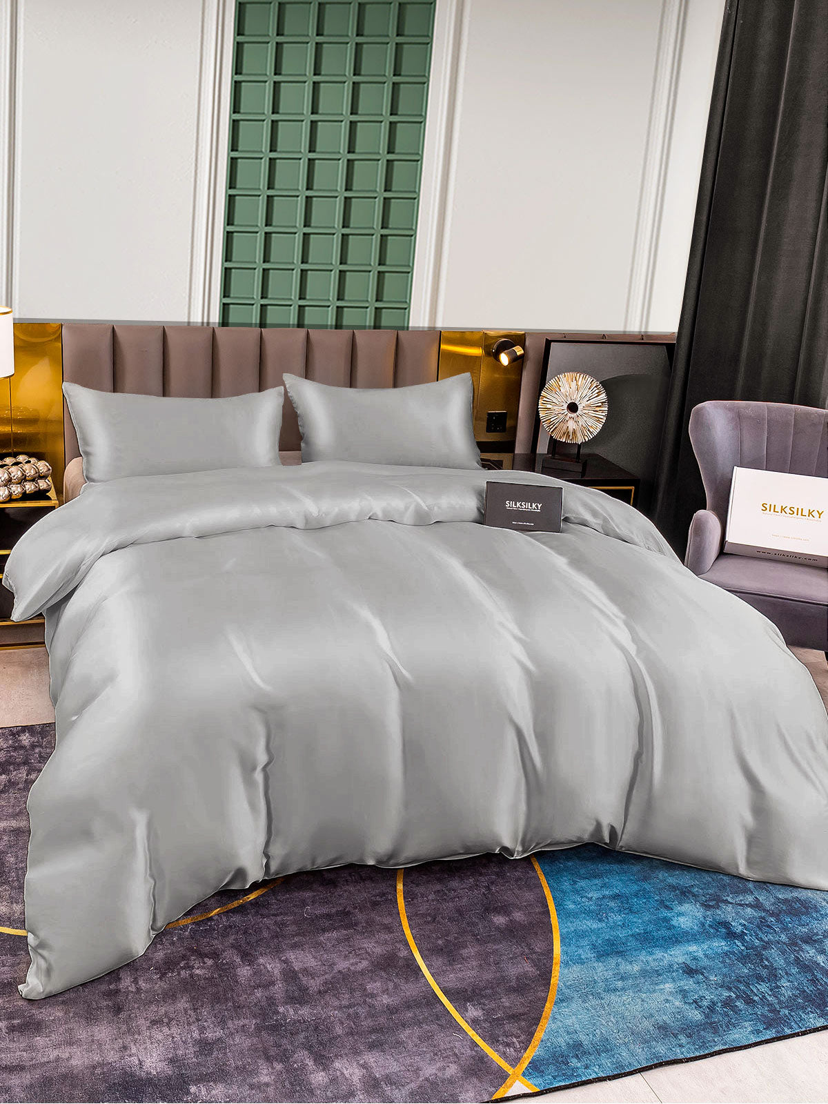 [Argent] SilkSilky-FR 25Momme Pure Soie Bedding Set 003