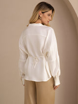 [Blanc] SilkSilky-FR Long Sleeve Blouse 002