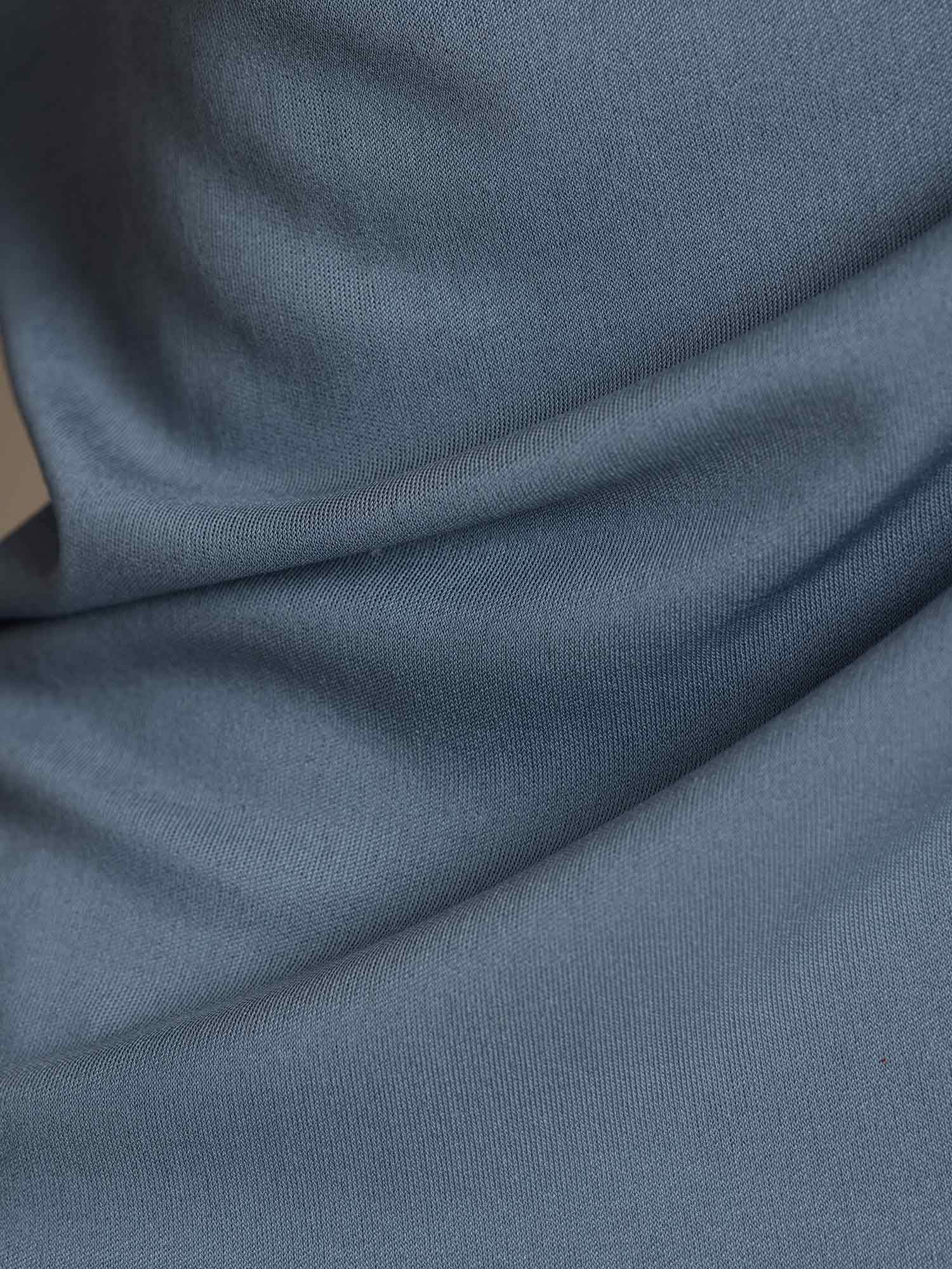 [BleuGrisâtre] SilkSilky-FR Soie Col Rond Femme T-Shirt 005