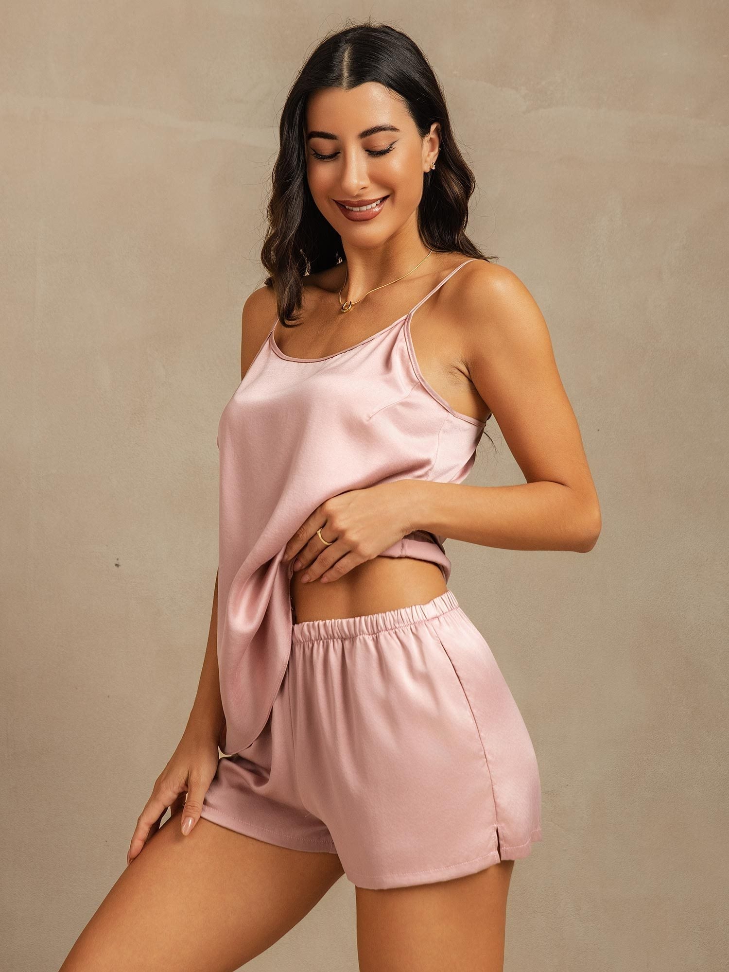 [PeauDePêche] SilkSilky-FR 19Momme Soie Col Rond Ensemble Camisole 003