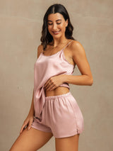[Peau De Pêche] SilkSilky-FR 19Momme Soie Sans manches Col Rond Ensemble Camisole 003