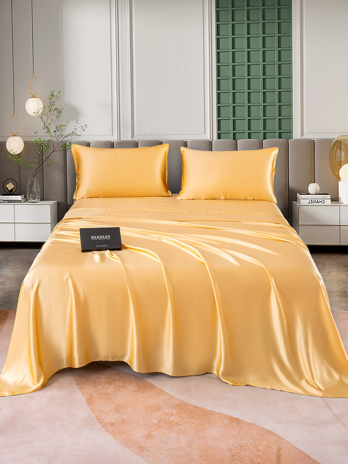 [Champagne] SilkSilky-FR 25Momme Pure Soie Bedding Set 001