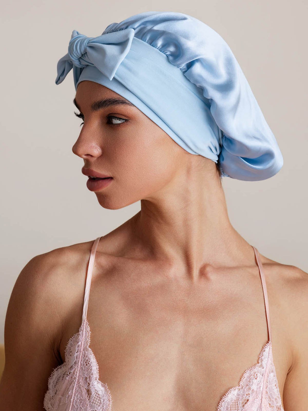 SilkSilky-FR Soie Sleep Cap BleuCiel 005