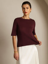 [Vin De Windsor] SilkSilky-FR Half Sleeve Crew Neck Femme T-Shirt 006
