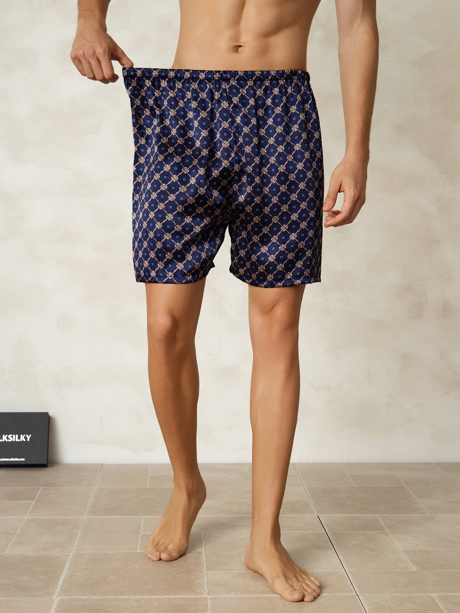 [Chaîne Marine] SilkSilky-FR 19Momme Mens Sleep Bottoms 002