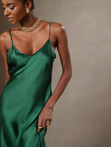 [Vert] SilkSilky-FR Sleeveless V Neck Robes 004