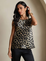 [Leopard] SilkSilky-FR 19Momme Soie Col Rond Femme T-Shirt 004
