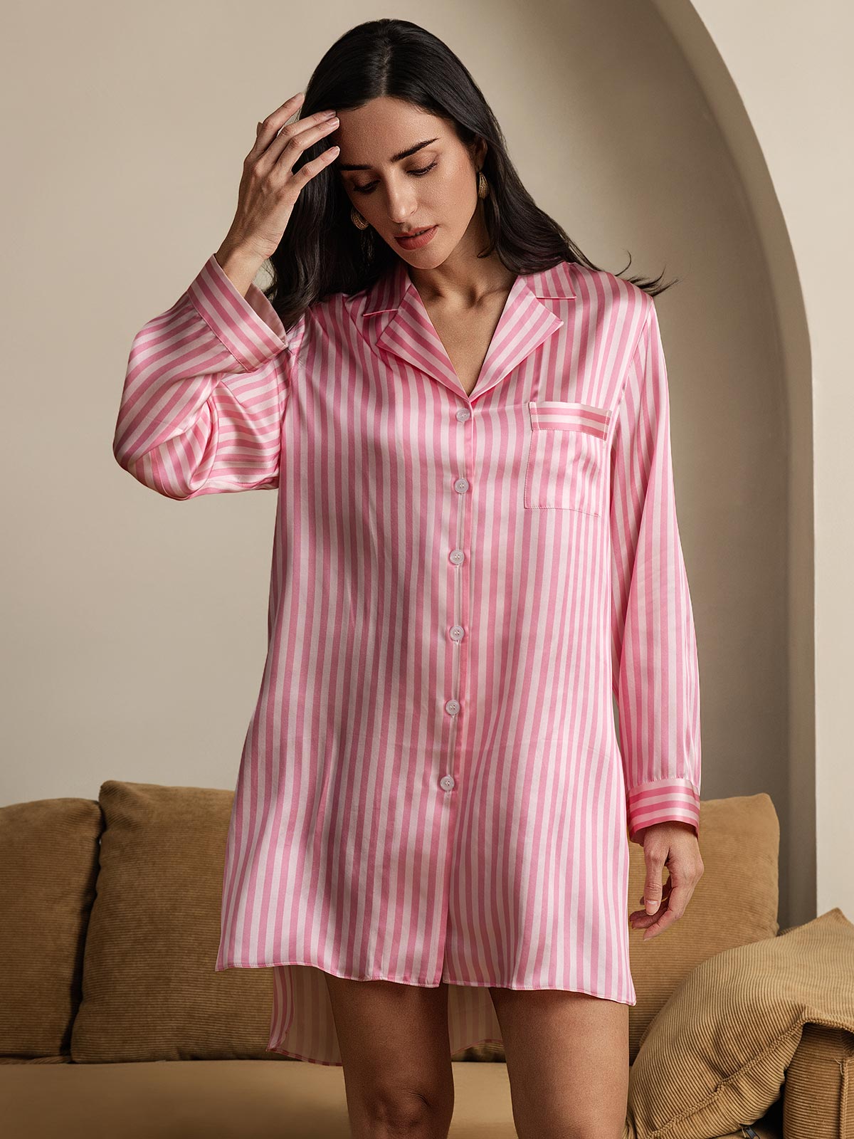 [Rose] SilkSilky-FR Pure Soie Nightshirt 005