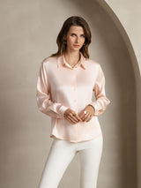 [Rose Clair] SilkSilky-FR Long Sleeve Lapel Collar Femme Chemise 005