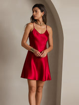 [Rouge Vineux] SilkSilky-FR Sleeveless V Neck Robes 005