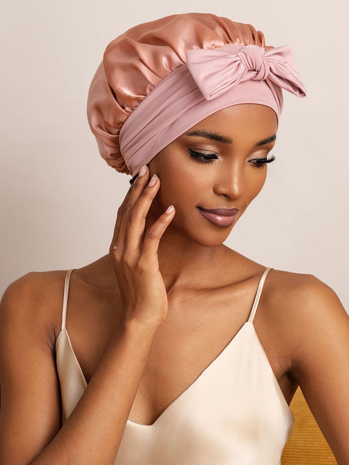 SilkSilky-FR Soie Sleep Cap Rose 003