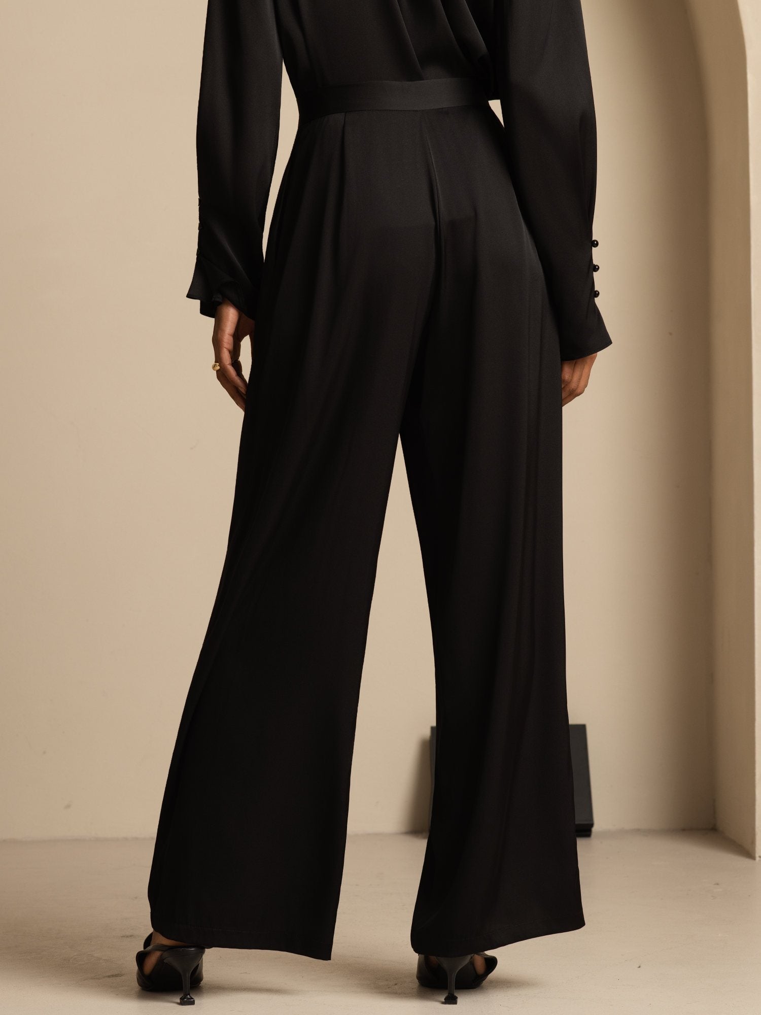 [Noir] SilkSilky-FR 19Momme Soie Womens Pants 002