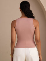 [Rose] SilkSilky-FR Sleeveless Deep V Neck Top À Fines Brides 002