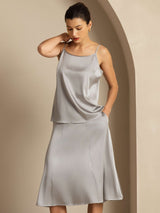 [Gris Griffin] SilkSilky-FR Spaghetti Strap Top À Fines Brides 006