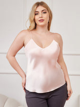 [Rose] SilkSilky-FR Fines Brides Col V Top À Fines Brides grandes tailles 001