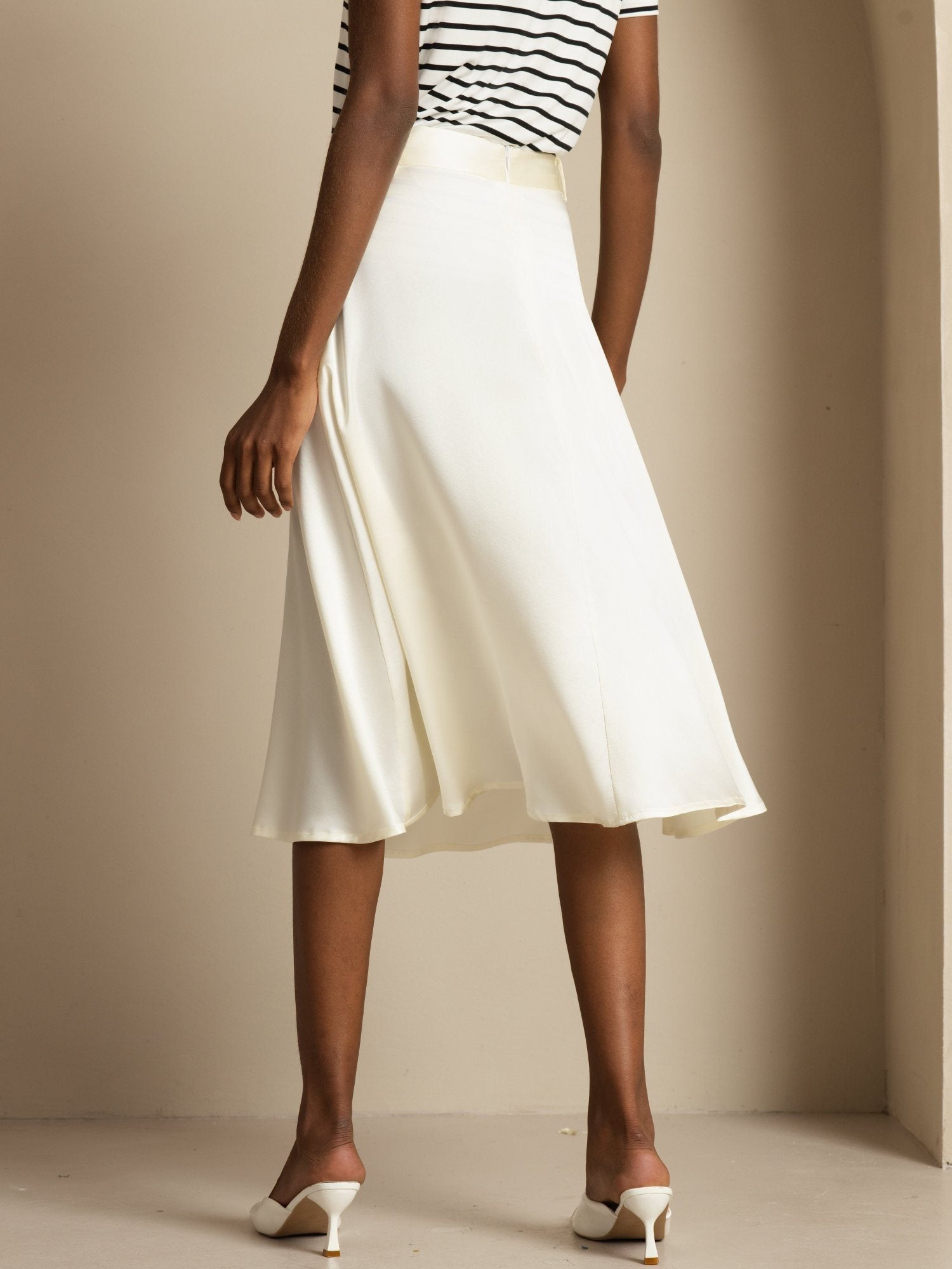 [Ivory] SilkSilky-FR 19Momme Soie Skirt 002
