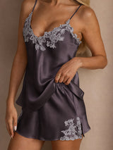 [Gris Pourpre] SilkSilky-FR Sleeveless V Neck Ensemble Camisole 004