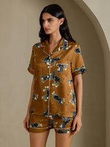 [Lion Brun] SilkSilky-FR Short Sleeve Notch Collar Femme Pyjamas 003