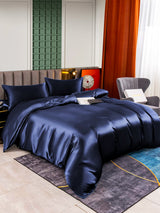 [Bleu Foncé] SilkSilky-FR 25Momme Parure de Lit Soie 003