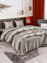 [Gris] SilkSilky-FR Parure de Lit Soie 003