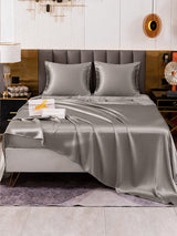 [Gris] SilkSilky-FR Parure de Lit Soie 002