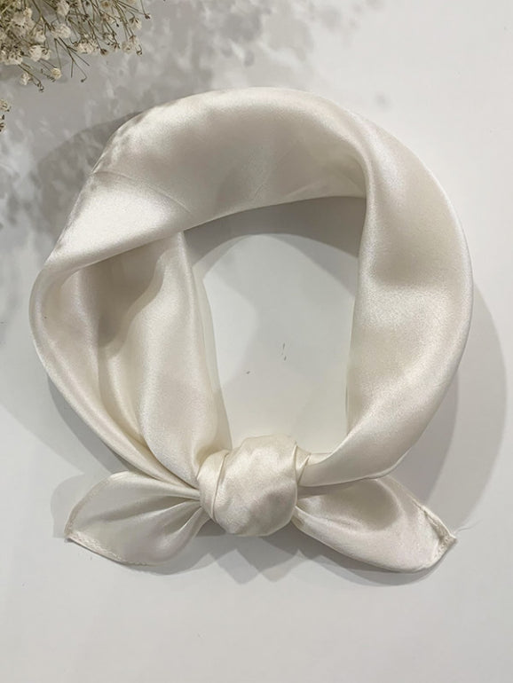 [Ivory] SilkSilky-FR Pure Soie Scarf 001