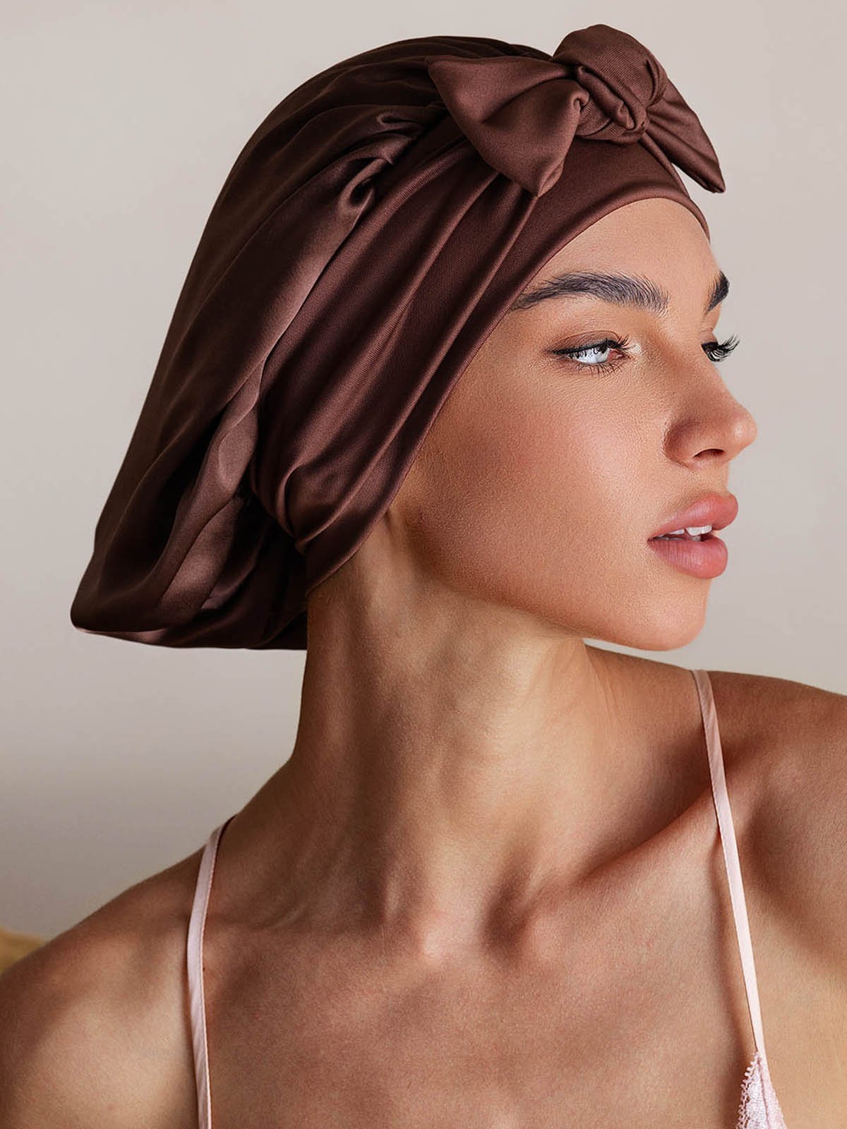 SilkSilky-FR Soie Sleep Cap Café 005