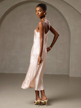 [Rose] SilkSilky-FR Sleeveless V Neck Robes 002