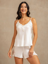 [Blanc] SilkSilky-FR Sleeveless V Neck Ensemble Camisole 006