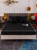 [Noir] SilkSilky-FR Parure de Lit Soie 002