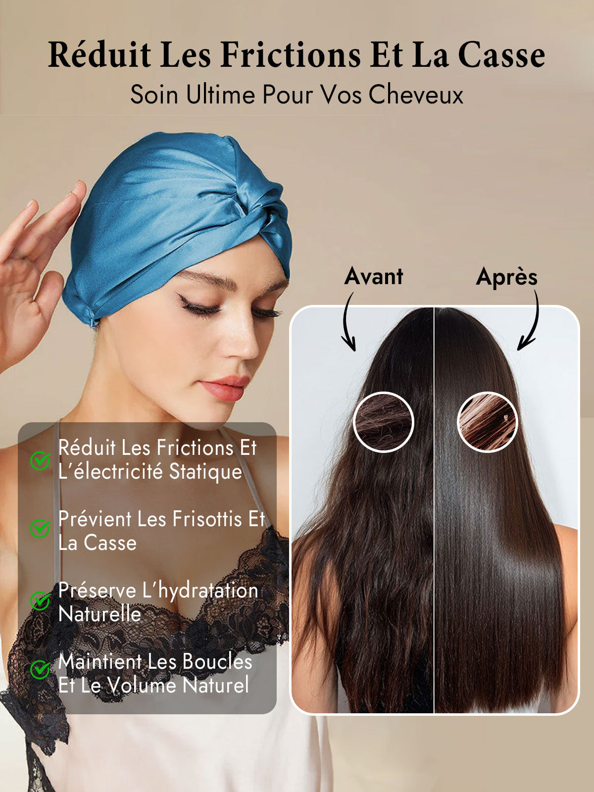 [Bleu Royal] SilkSilky-FR Bonnets de Nuit 005