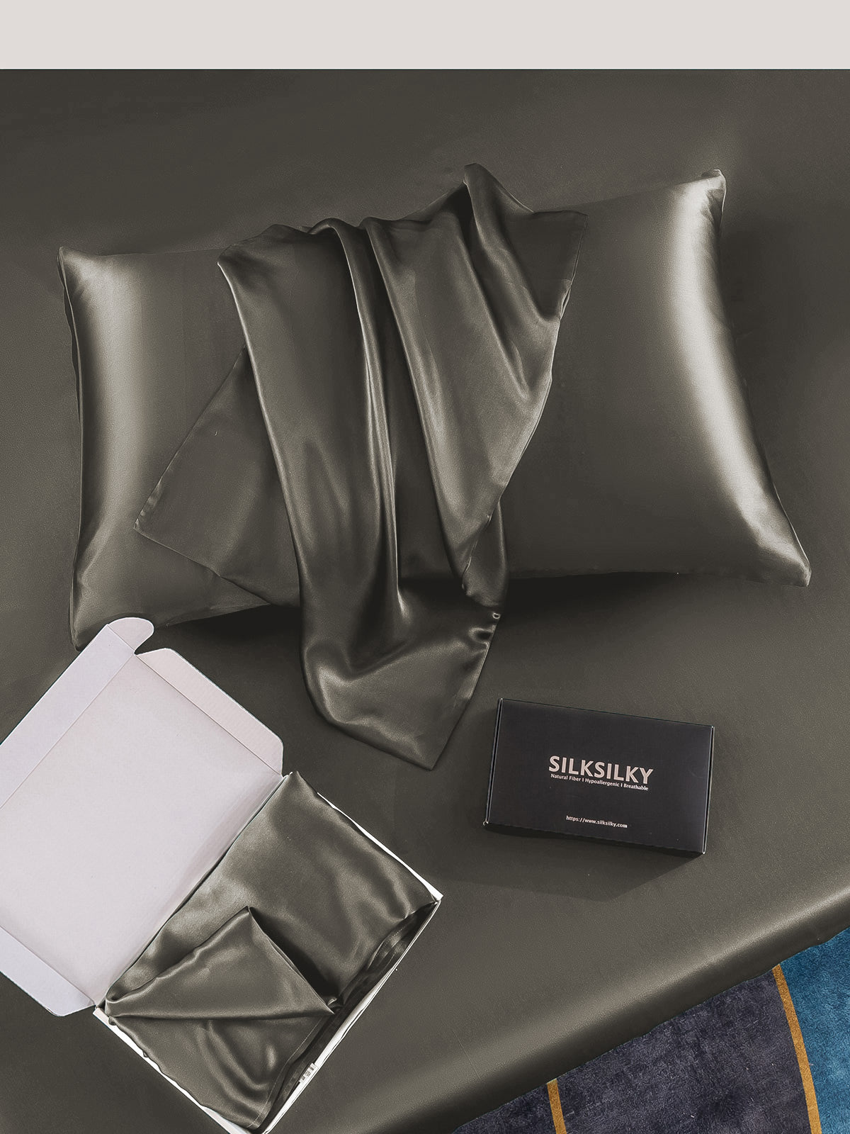 [Gris Foncé] SilkSilky-FR 22Momme Pure Soie Pillowcase 005