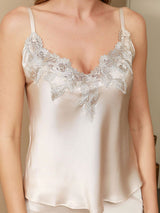 [Beige] SilkSilky-FR Sleeveless V Neck Ensemble Camisole 004