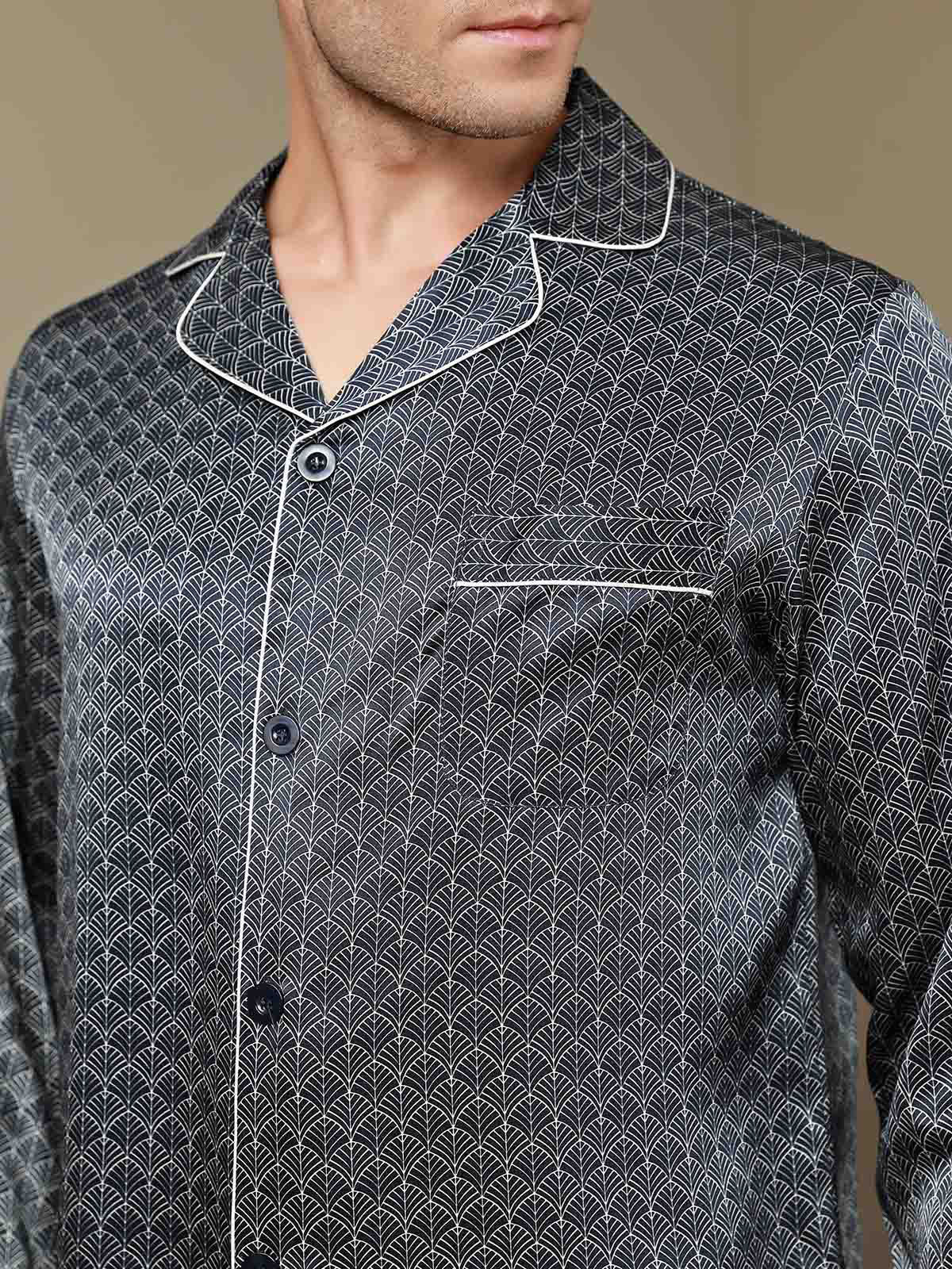 [Ginkgo Marine] SilkSilky-FR 19Momme Pure Soie Mens Pajamas 009