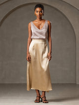 [Gris Ombre] SilkSilky-FR Sleeveless V Neck Top À Fines Brides 008