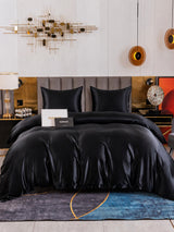 [Noir] SilkSilky-FR Parure de Lit Soie 002